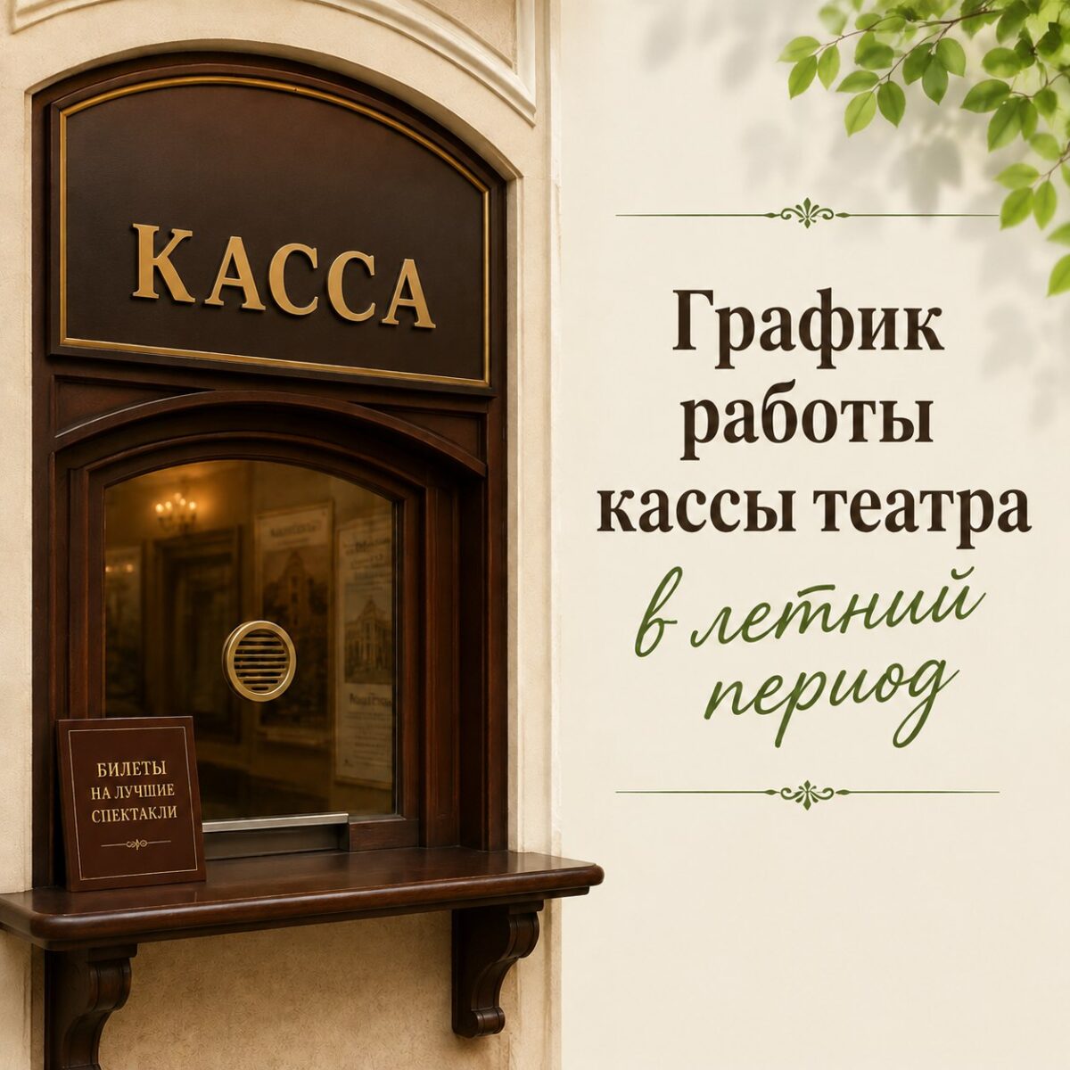 График работы кассы театра в летний период